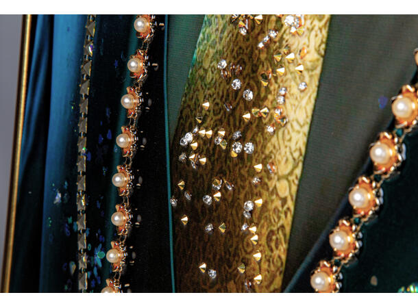 Bilde lerretstrykk sort okse 62x92cm Shiny foliert fototrykk med gullramme 