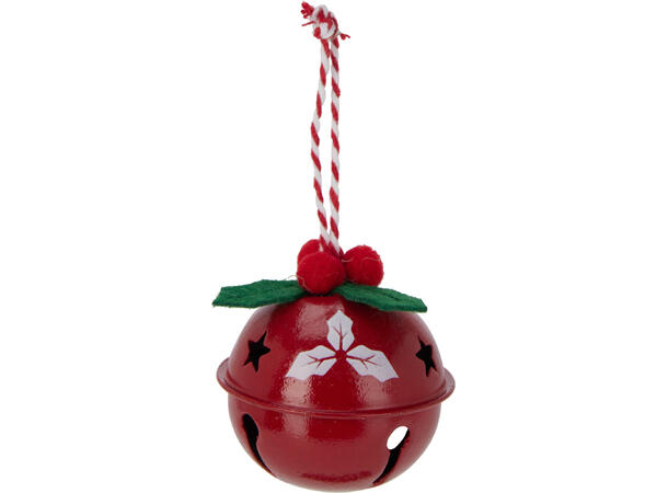 Bjelle metall rød grønn hvit 5cm 6stk Røde grønne hvite 