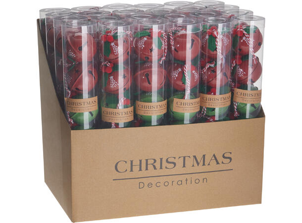 Bjelle metall rød grønn hvit 5cm 6stk Røde grønne hvite 