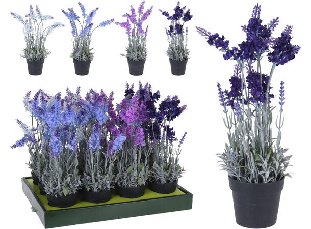 Blomst lavendel 40cm 10 blomster 4ass 