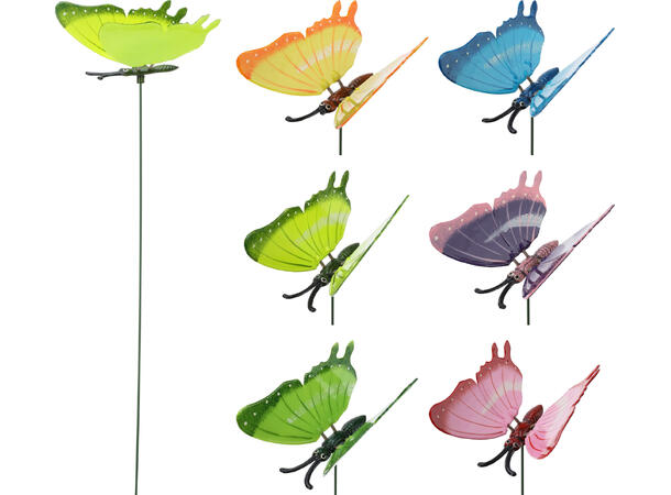 Blomsterpinne sommerfugl 15x17x66cm 6ass 