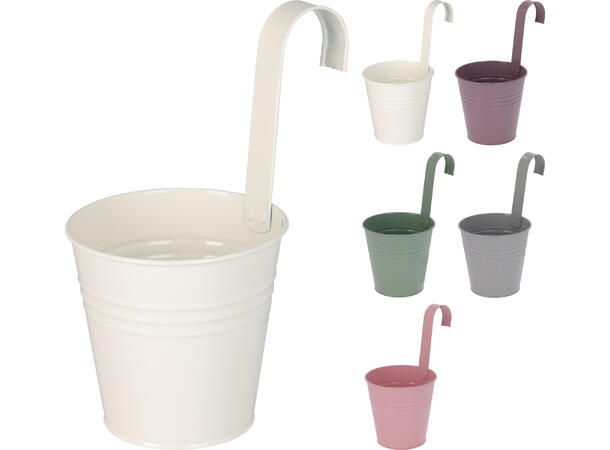 Blomsterpotte galvani. jern 13x25cm 5ass Vekt: 130g 