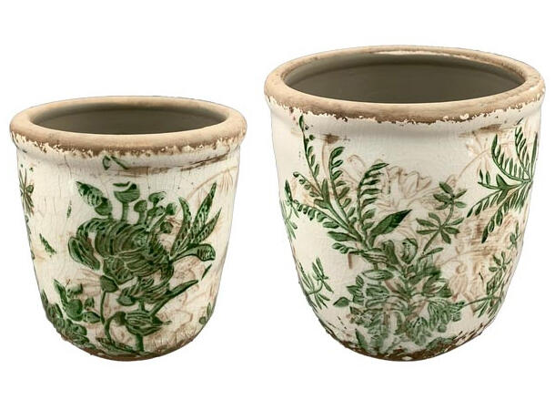 Blomsterpotte grønn keramikk 11x11x10cm 