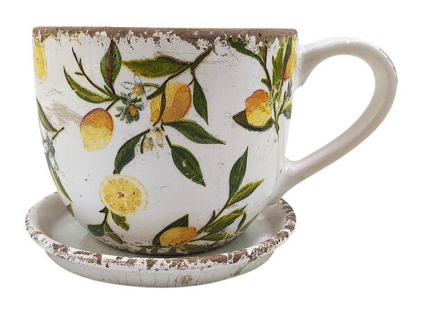 Blomsterpotte kopp m/sitron 21x15x13cm 