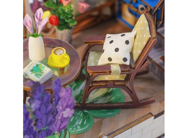 Book Nook Drivhus 21,8x13,6x23,2cm MDF papir stoff LED lys uten batteri 