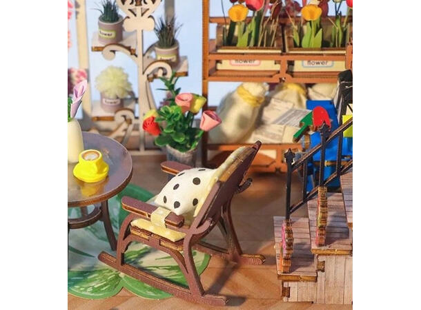 Book Nook Drivhus 21,8x13,6x23,2cm MDF papir stoff LED lys uten batteri 