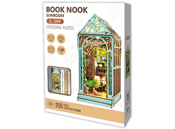 Book Nook byggesett Drivhus 255 deler Med Led-lys, uten batteri 