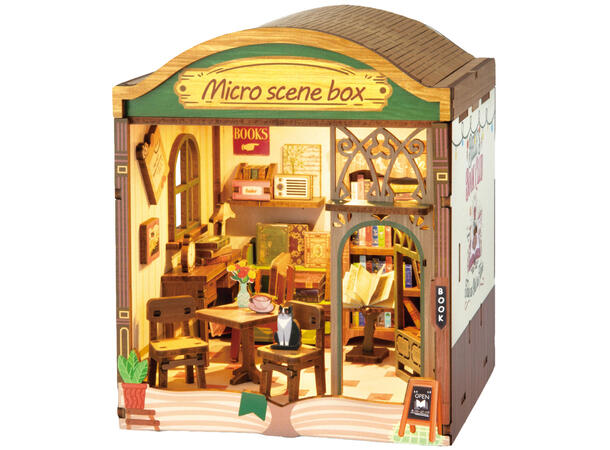 Book Nook minihus Bokhandel 142 deler Med Led-lys, uten batteri 
