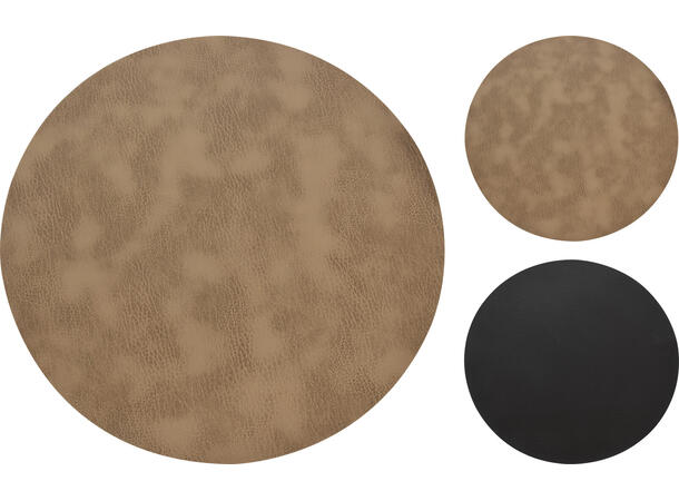 Bordbrikke sand/sort PU 38cm 2ass 