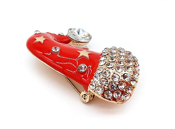 Brosje Nisselue metall i gaveeske Sink uten kadmium, nikkel, bly 