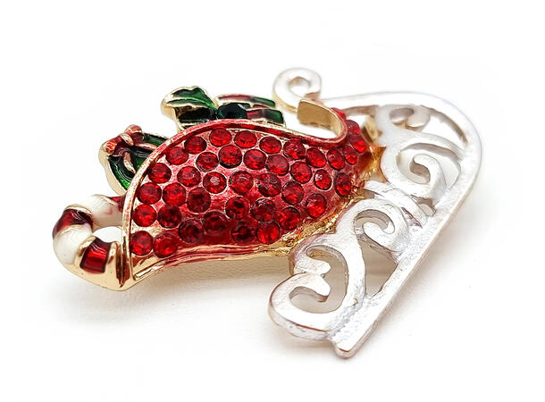 Brosje Slede metall i gaveeske Sink uten kadmium, nikkel, bly 