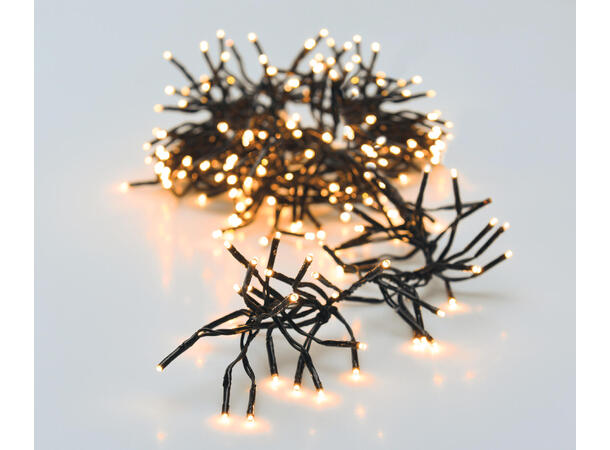 Cluster lys 192 LED batteri sort kabel IP44 8 funksjoner Timer 6/18t 