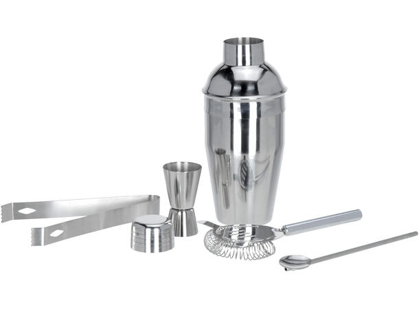 Cocktail shaker Gavesett 5 deler Rustfritt stål. Gaveeske: 24x9x29,5cm 