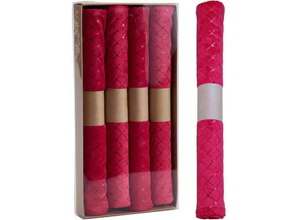 Dekkebrikke rød diamantprint 4stk 30x45cm Velurpolyester 
