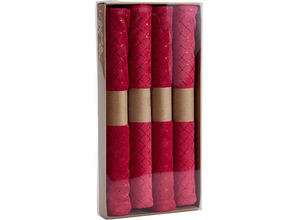 Dekkebrikke rød diamantprint 4stk 30x45cm Velurpolyester 