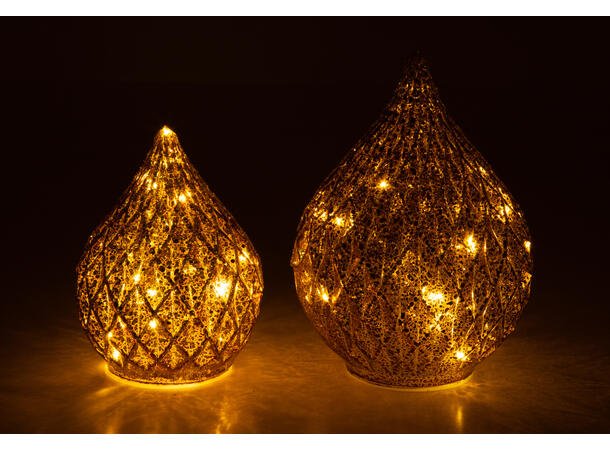Dråpe glass LED rutet brun/glitter 20cm Batteri: 3x2AA 