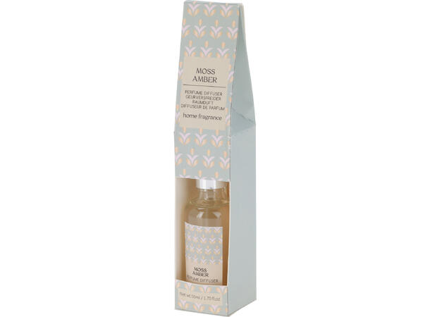 Duftolje 50ml klart glass 4x9,5cm 4ass Pakket i display med 24 stk. 