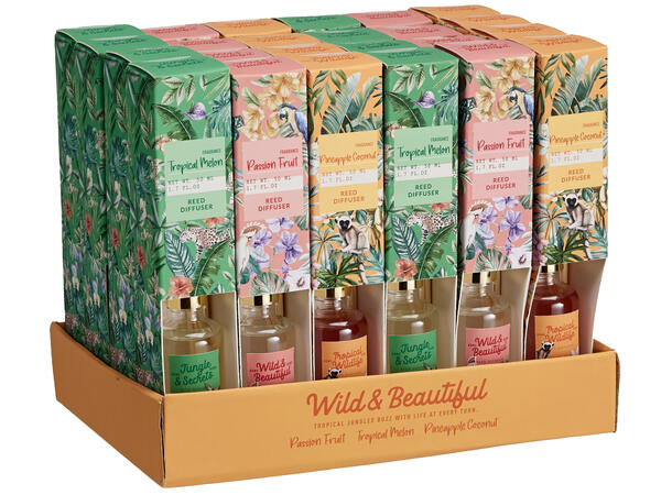 Duftolje tropisk duft 4x9,5cm 50ml 3ass 24 stk i display 