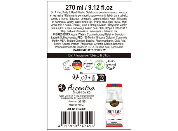 Dusj håndsåpe Sigaretteske 270ml Forpk 6stk Vegansk Uten parabener/SLES 