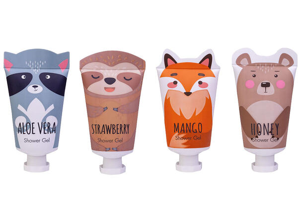Dusjsåpe Dyremotiv 30ml 4ass Display 24st Vegansk Uten parabener/SLES 
