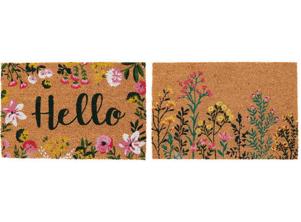 Dørmatte kokos HELLO 40x60cm 2ass Forpk 12stk 