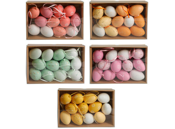 Egg Påskeegg 6cm 5ass 12stk Forpk 10pk Polyester 