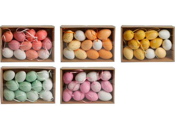 Egg Påskeegg 6cm ass farger 12stk Polyester 