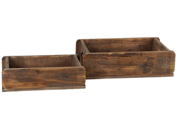 Eske antikkbrun tre s/2 41,5x23x12cm 51x30x15cm 
