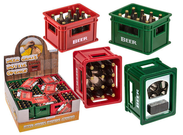 Flaskeåpner Ølkasse m/magnet 6cm 2ass Display 24stk 