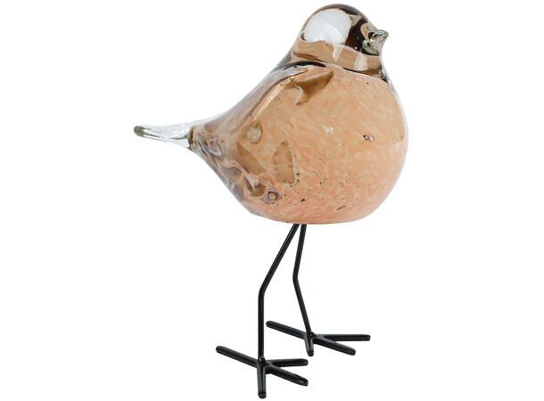 Fugl beige glass på fot 15x8,5x16cm 
