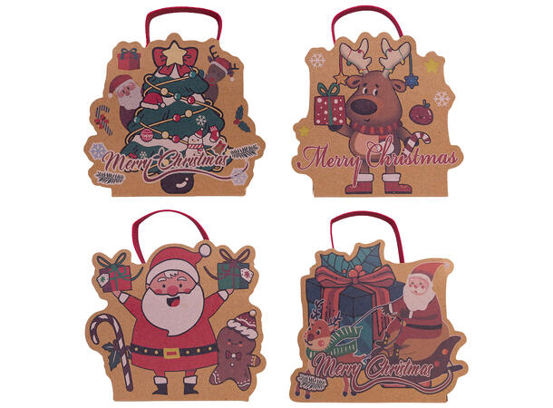 Gaveeske papir julemotiv 11x9x11cm 4ass Forpk 48stk 