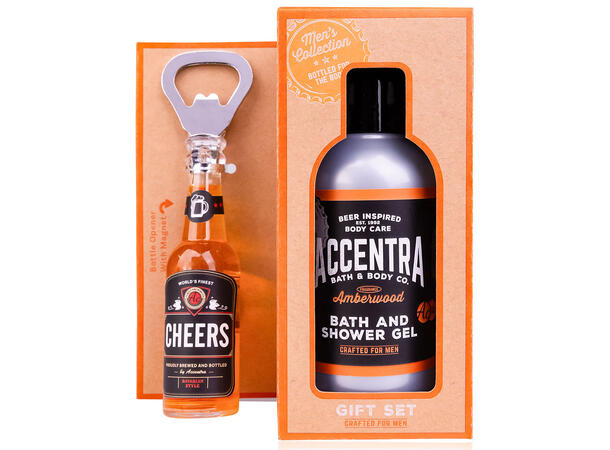 Gavesett 150ml Dusjsåpe ølflaske m/åpner Amberwood Vegansk Uten parabener/SLES 