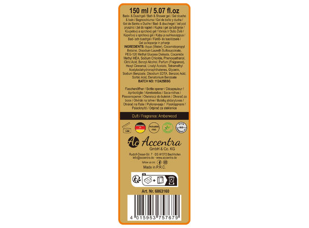 Gavesett 150ml Dusjsåpe ølflaske m/åpner Amberwood Vegansk Uten parabener/SLES 