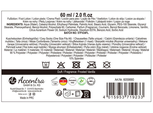 Gavesett 60ml Fotkrem Kosesokk Forpk 6stk Vegansk Uten parabener 