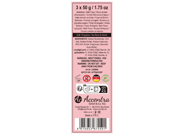 Gavesett Badebombe makroner 3x50gr Vegansk m/roseduft 
