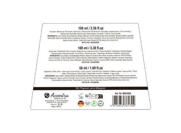 Gavesett Dusjsåpe skumbad lotion Lemon Vegansk Uten mineralolje og parabener 