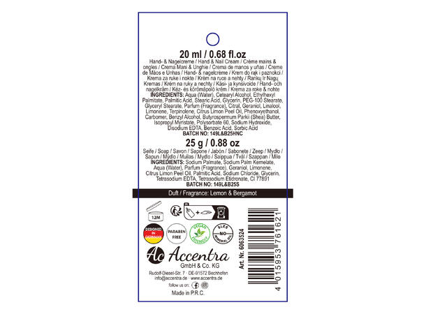 Gavesett pose hånd/neglkrem såpe 3ass Display 18stk Vegansk Uten m.olje/parab 