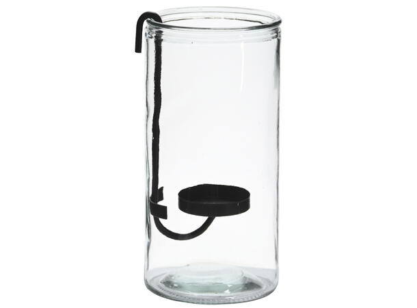 Glass med metall telysholder 12x24,5cm 