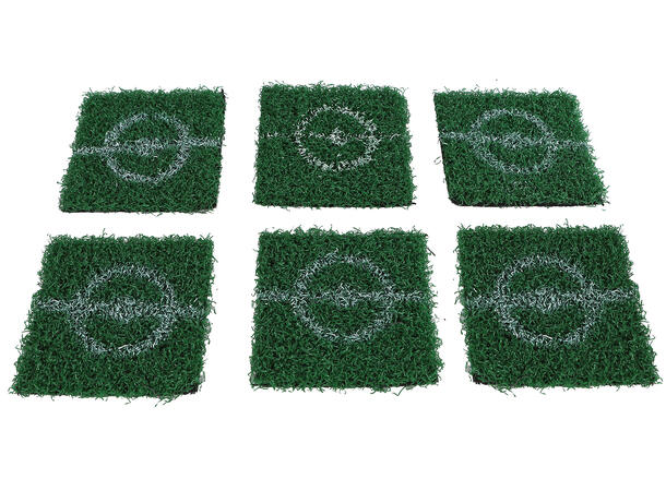Glassbrikke Kunstgress 10x10cm 6stk Fotball Midtbane Coaster 