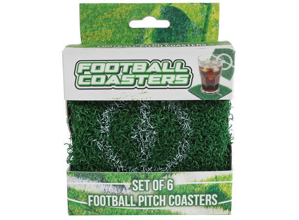 Glassbrikke Kunstgress 10x10cm 6stk Fotball Midtbane Coaster 