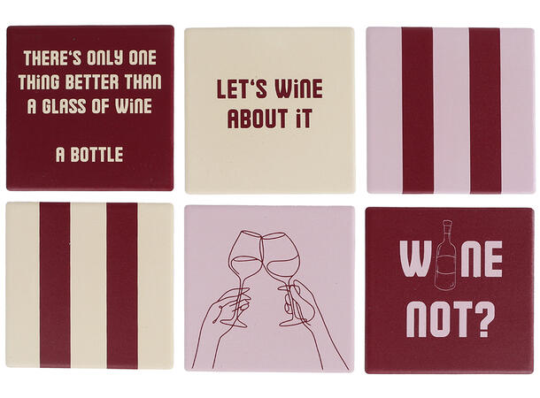 Glassbrikke keramikk Wine 10x10cm 6ass Display 36stk 