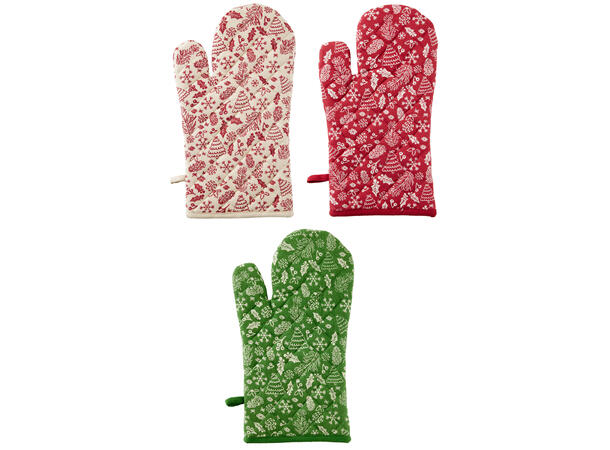 Grillvott jul bomull 32x16cm 3ass Rød Grønn Sand 