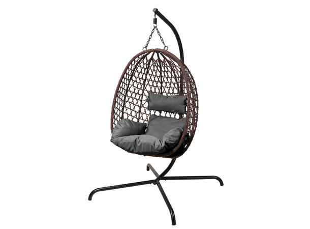 Hengestol rotting mørk brun inkl. puter 105x195cm, kurv: 92x59x106cm, inkl puter 