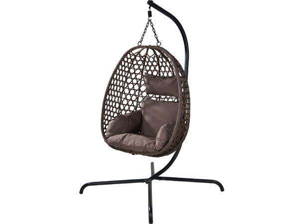 Hengestol rotting mørk brun inkl puter 105x195cm kurv 92x59x106cm inkl puter 