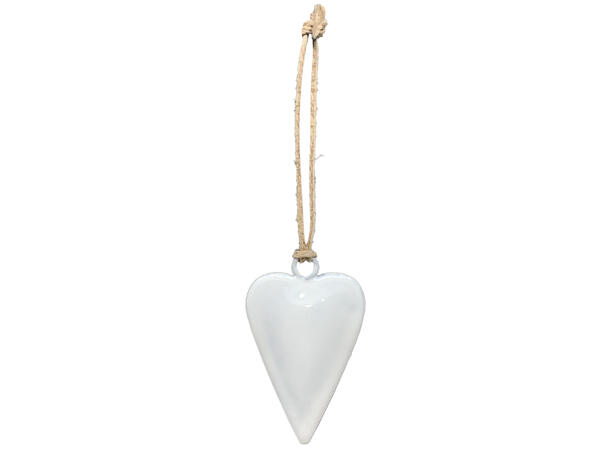 Hjerte hvit metall m/tau 4x1x6cm Display 96stk 