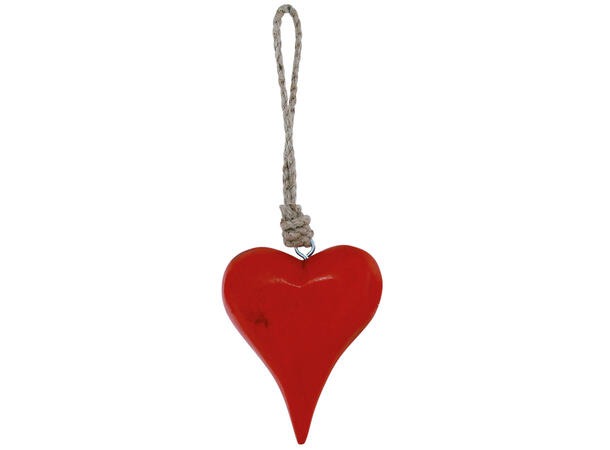 Hjerte rødt metall m/tau 12x4x9,5cm Forpk 12stk 