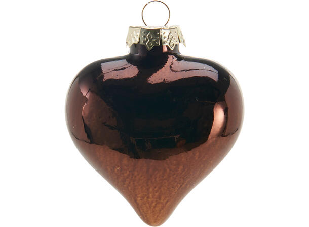 Hjerter glass amber 7,5cm 9stk Glitter/blank 9 stk i eske/på brett 