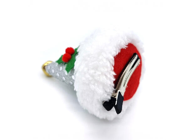 Hårklips nisselue hvit m/dekor 