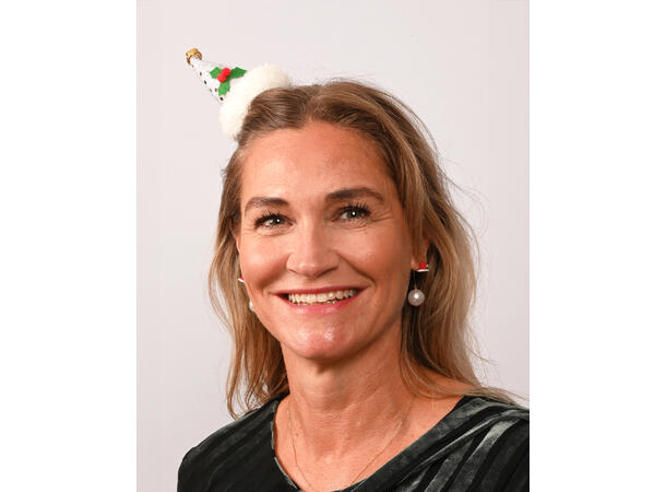 Hårklips nisselue hvit m/dekor 