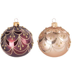 Julekule glass med glitter 8cm 2ass Display 12stk. Håndlaget i Ukraina